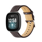 Läderarmband för Fitbit Versa 3, Versa 4, Sense 1 och Sense 2 klocka brun