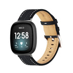 Läderarmband för Fitbit Versa 3, Versa 4, Sense 1 och Sense 2 klocka svart