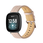 Läderarmband för Fitbit Versa 3, Versa 4, Sense 1 och Sense 2 klocka rosa