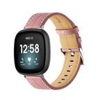 Läderarmband för Fitbit Versa 3, Versa 4, Sense 1 och Sense 2 klocka rosa