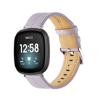 Läderarmband för Fitbit Versa 3, Versa 4, Sense 1 och Sense 2 klocka lila