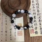 Bracelet en Perles Yin Yang Noir et Blanc