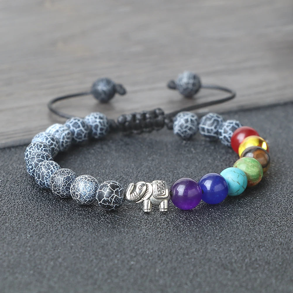 Bracelet en Pierres Naturelles et Eléphant 7 Chakras 11