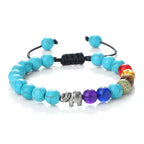 Bracelet en Pierres Naturelles et Eléphant 7 Chakras 7