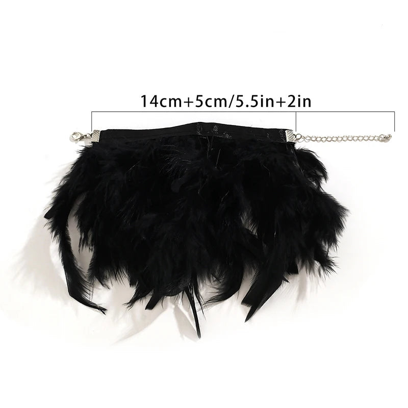 Black ethereal rose feather bracelet