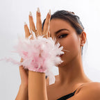 Pink ethereal rose feather bracelet