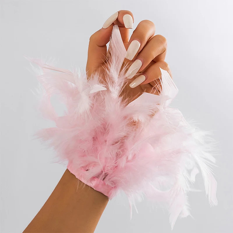Pink ethereal rose feather bracelet