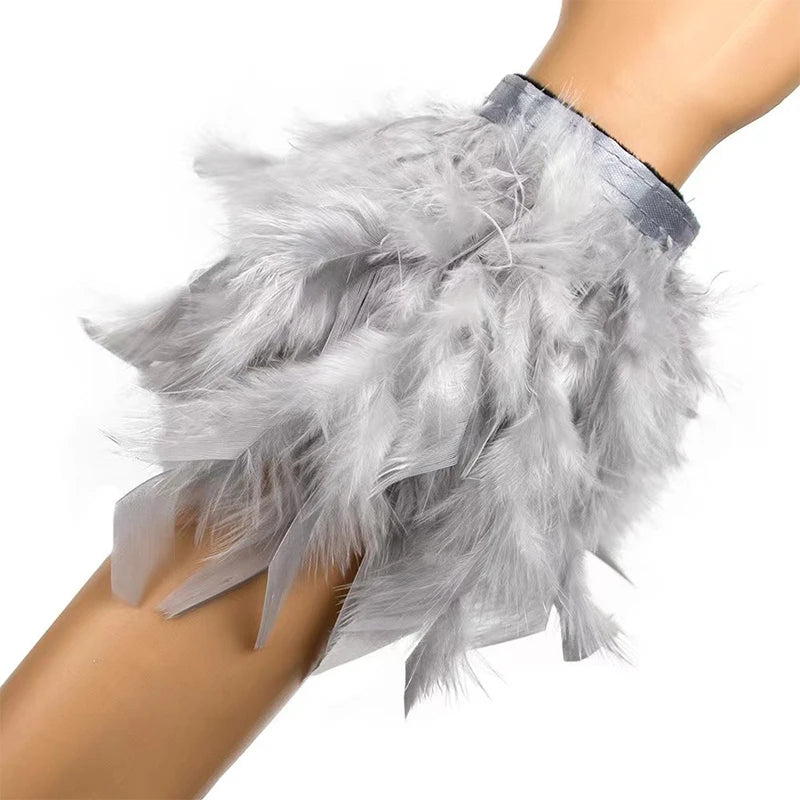 Gray ethereal rose feather bracelet