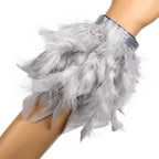 Gray ethereal rose feather bracelet