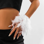 White ethereal rose feather bracelet