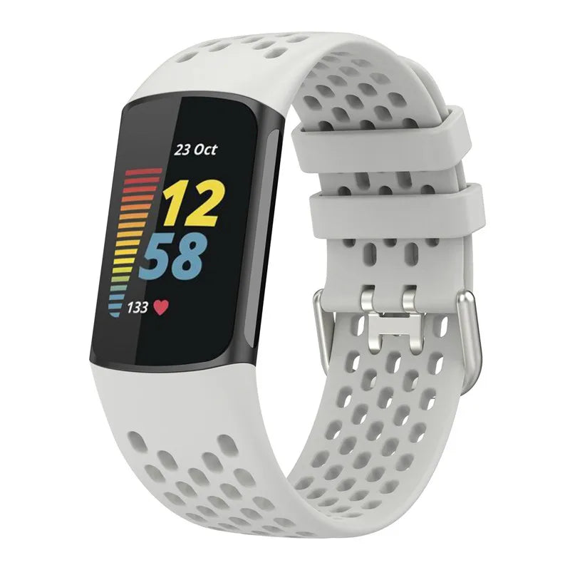 Silikonarmband für Fitbit Charge 5, Charge 6 Uhr in Weiß