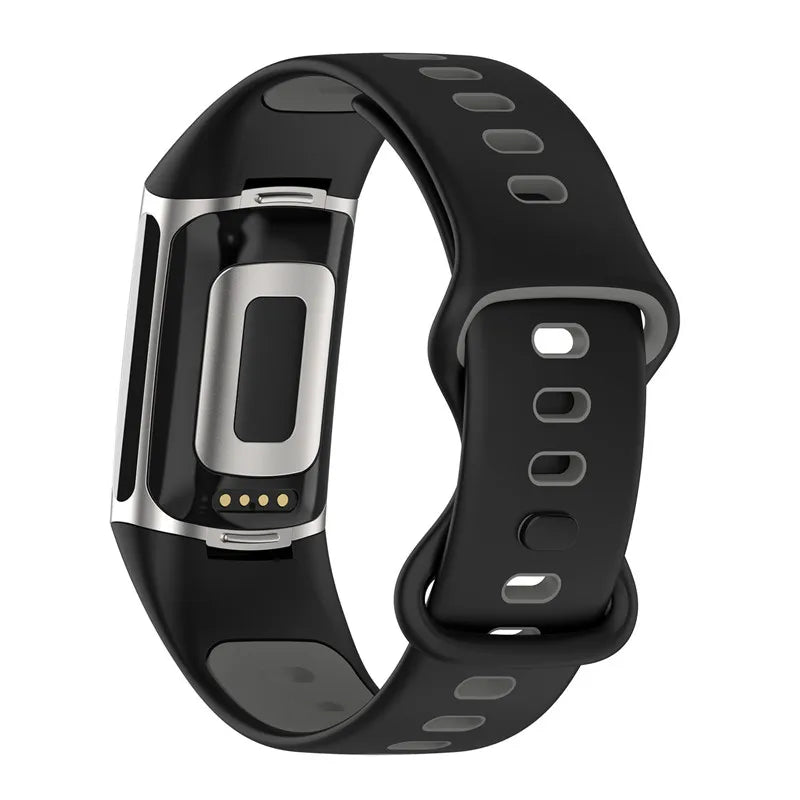 Silikonarmband für Fitbit Charge 5, Charge 6 Uhr in Schwarz