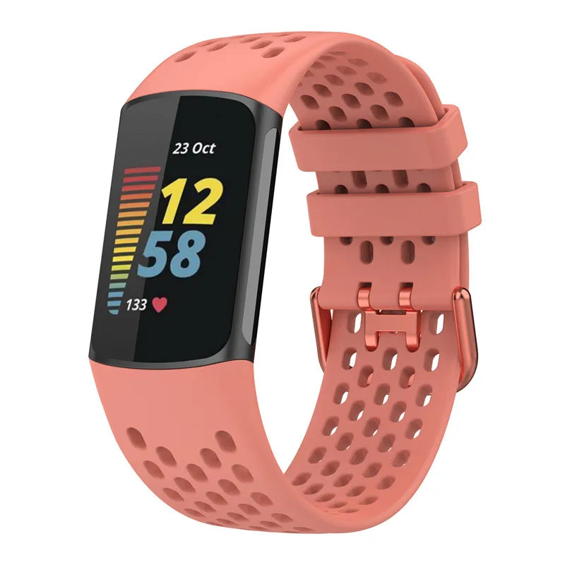 Silikonarmband für Fitbit Charge 5, Charge 6 Uhr in Rosa