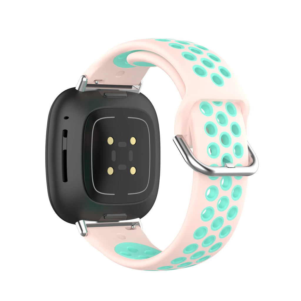 Силиконова каишка за часовник Fitbit Versa 3, Versa 4, Sense 1 и Sense 2 розова и циан