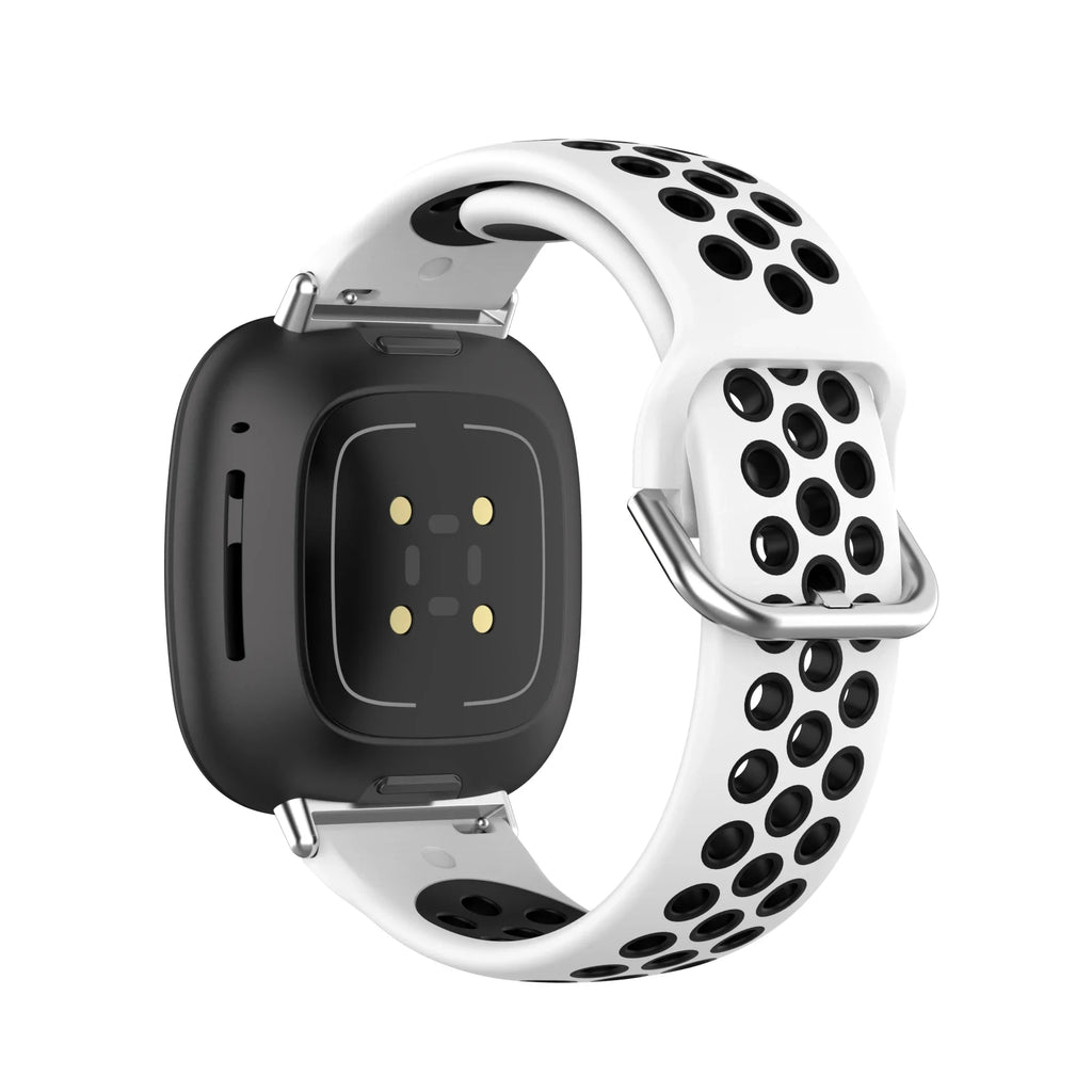 Силиконова каишка за часовник Fitbit Versa 3, Versa 4, Sense 1 и Sense 2 бяла и черна
