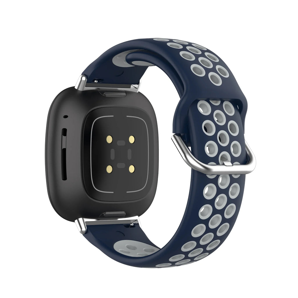 Силиконова каишка за часовник Fitbit Versa 3, Versa 4, Sense 1 и Sense 2 синя и сива