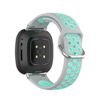 Силиконова каишка за часовник Fitbit Versa 3, Versa 4, Sense 1 и Sense 2 сива и циан
