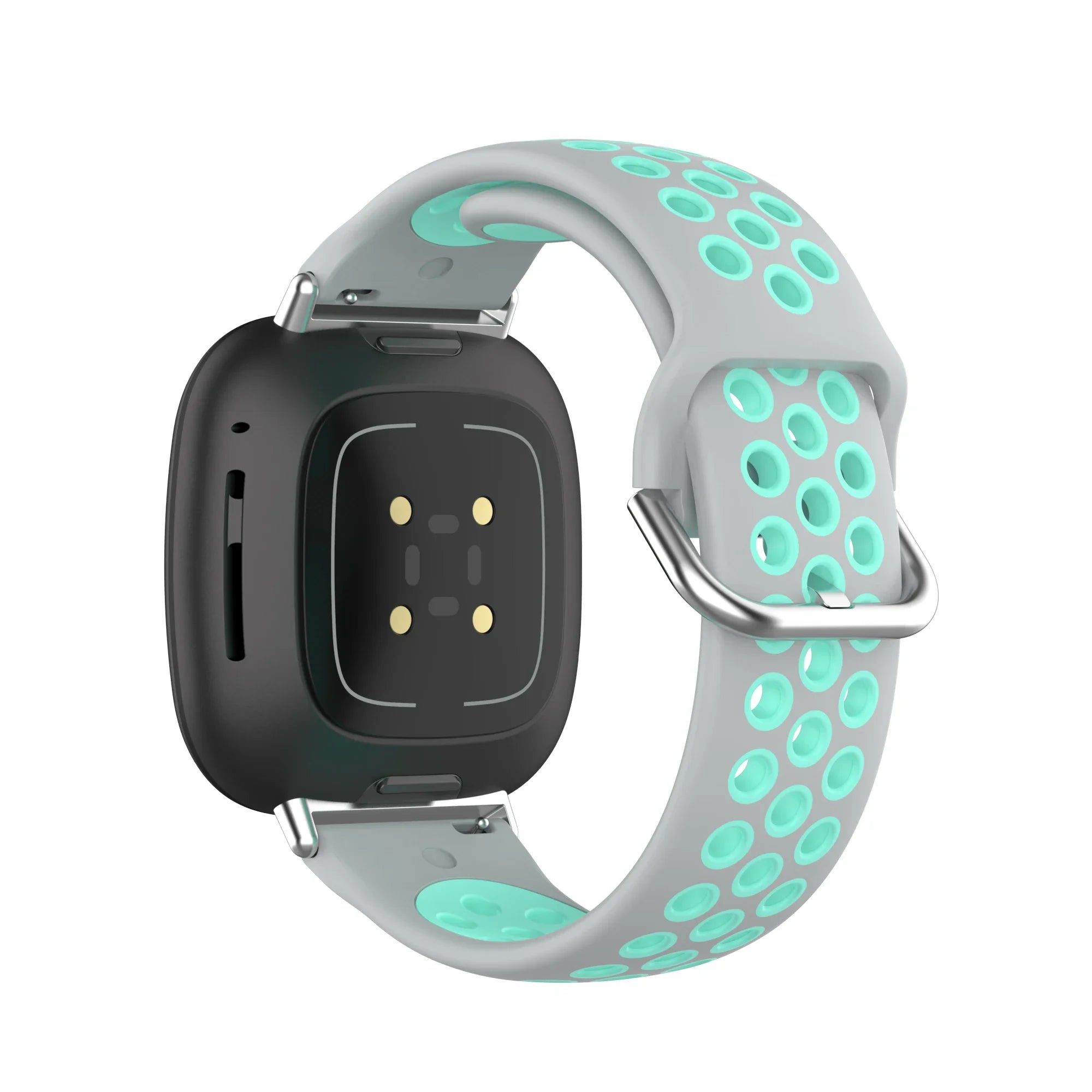 Силиконова каишка за часовник Fitbit Versa 3, Versa 4, Sense 1 и Sense 2 сива и циан