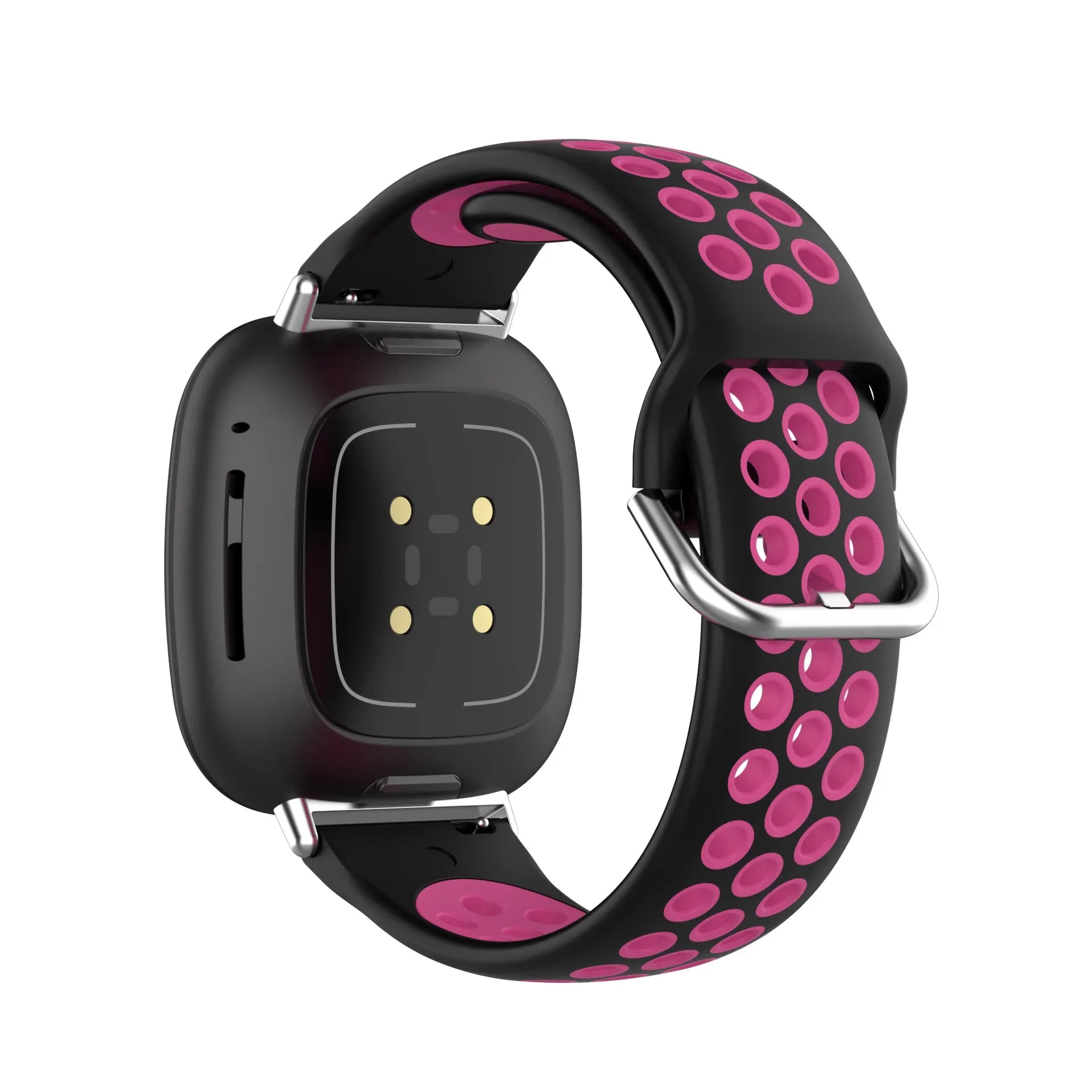 Силиконова каишка за часовник Fitbit Versa 3, Versa 4, Sense 1 и Sense 2 черна и розова