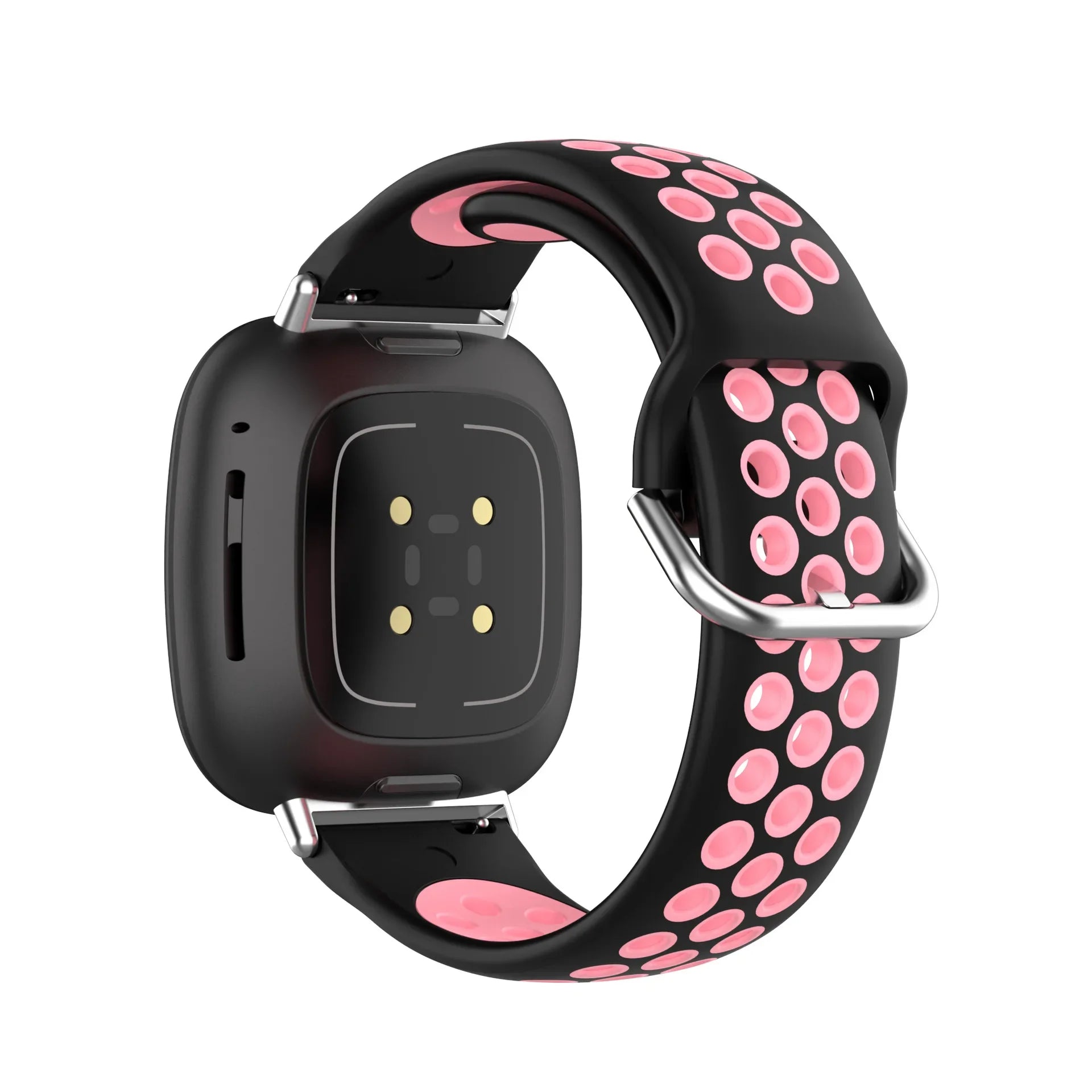 Силиконова каишка за часовник Fitbit Versa 3, Versa 4, Sense 1 и Sense 2 черна и розова