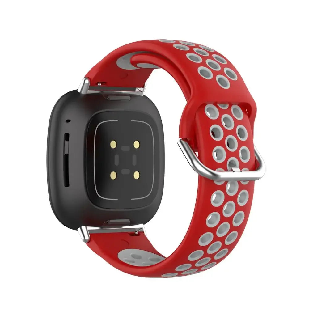 Силиконова каишка за часовник Fitbit Versa 3, Versa 4, Sense 1 и Sense 2 червена и сива