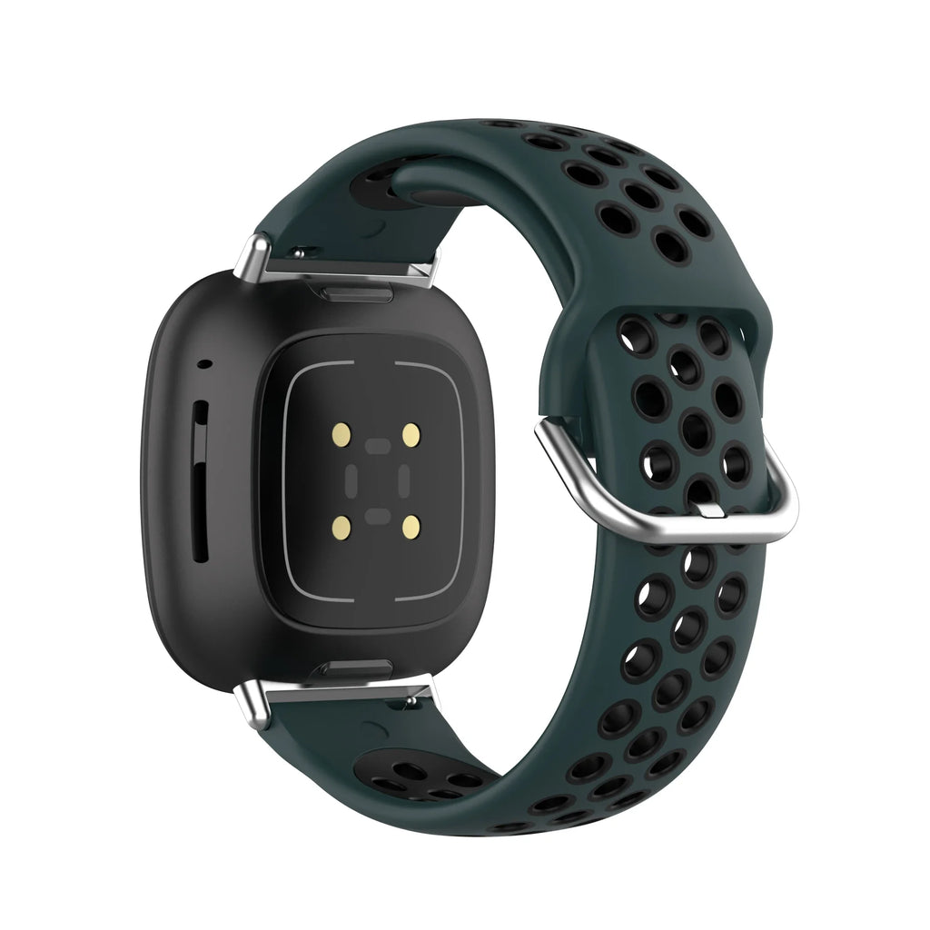 Силиконова каишка за часовник Fitbit Versa 3, Versa 4, Sense 1 и Sense 2 зелена и черна