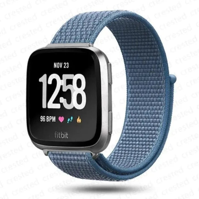 Bracelet en Tissu Montre Fitibit Versa 3 Versa 4 Sense 2 bleu