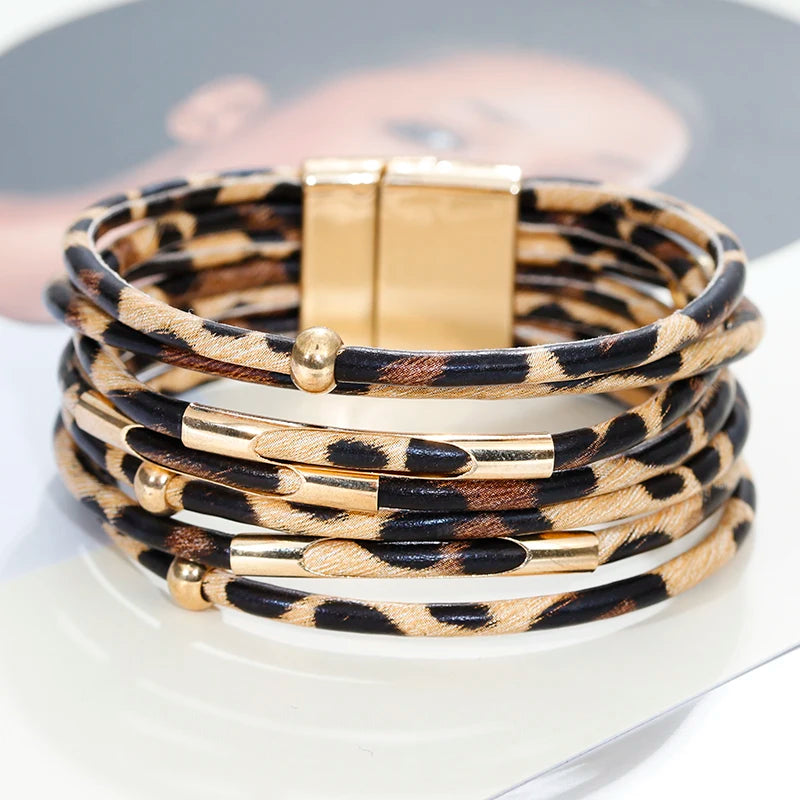 Bracelet Ethnique Multirangs Léopard 2