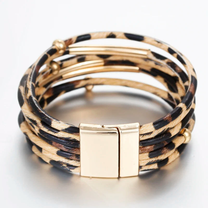 Bracelet Ethnique Multirangs Léopard 2