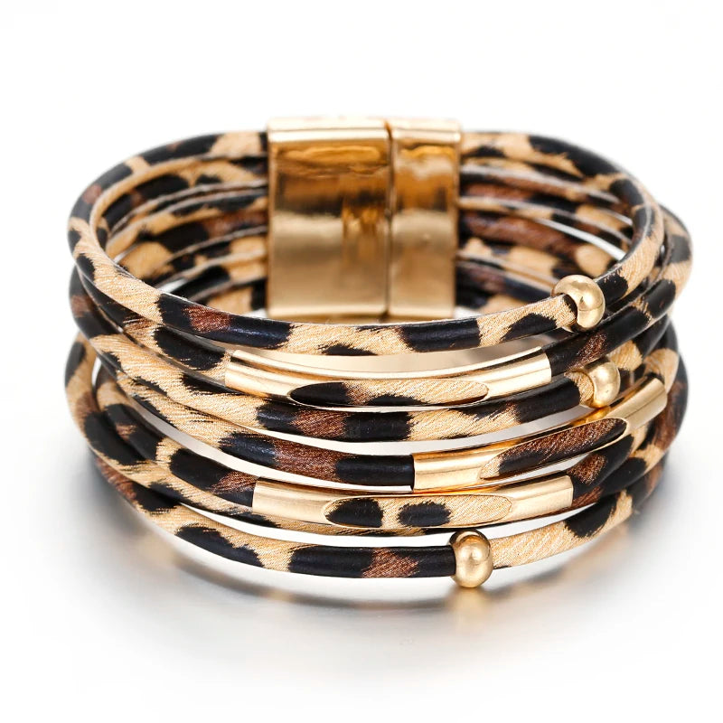 Bracelet Ethnique Multirangs Léopard 2