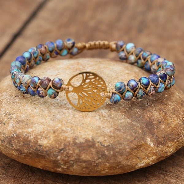 Bracelet Femme Pierre Naturelle Violet Arbre de Vie