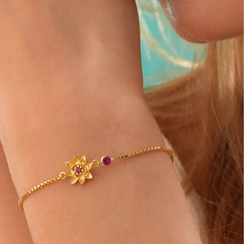 Bracelet Fleur avec Zircon Pierre de Naissance