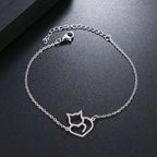 Armband Gourmette Katze Herz Silber