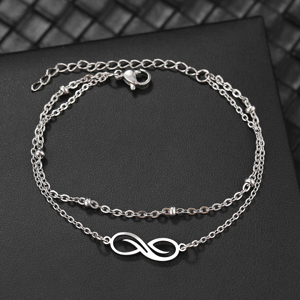 Double Infinity ID Bracelet for Women in Silver