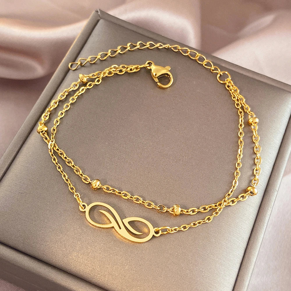 Double Infinity ID Bracelet for Women in Gold