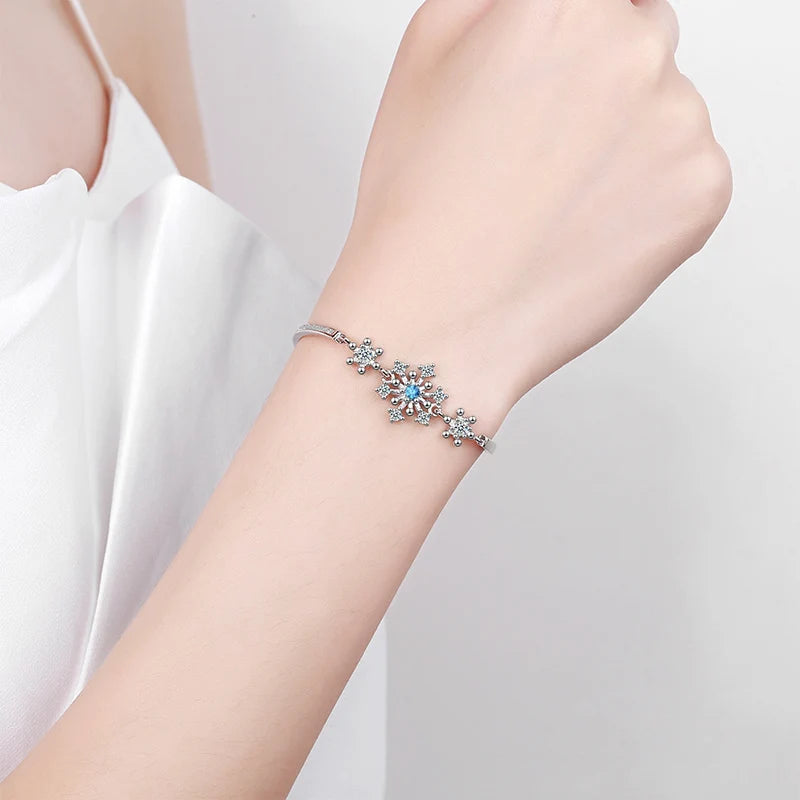 Winterarmband Schneeflocke Gourmette Damen Silber
