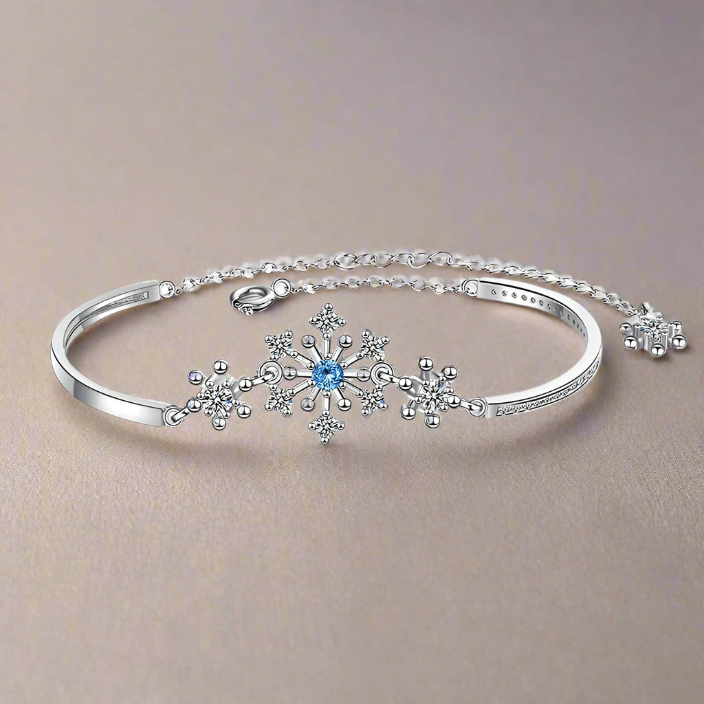 Winterarmband Schneeflocke Gourmette Damen Silber