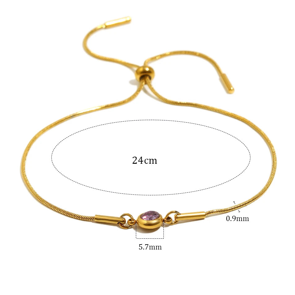 Bracelet jonc avec pierre de naissance colorée