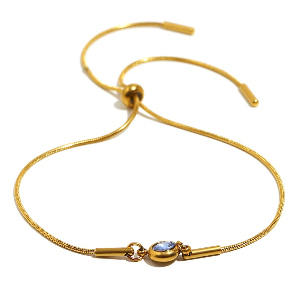 Bracelet jonc avec pierre de naissance colorée