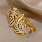 Bracciale Largo Foglia di Palma oro