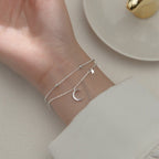 Pulseira Lua e Estrela Mulher Pulseira em Prata