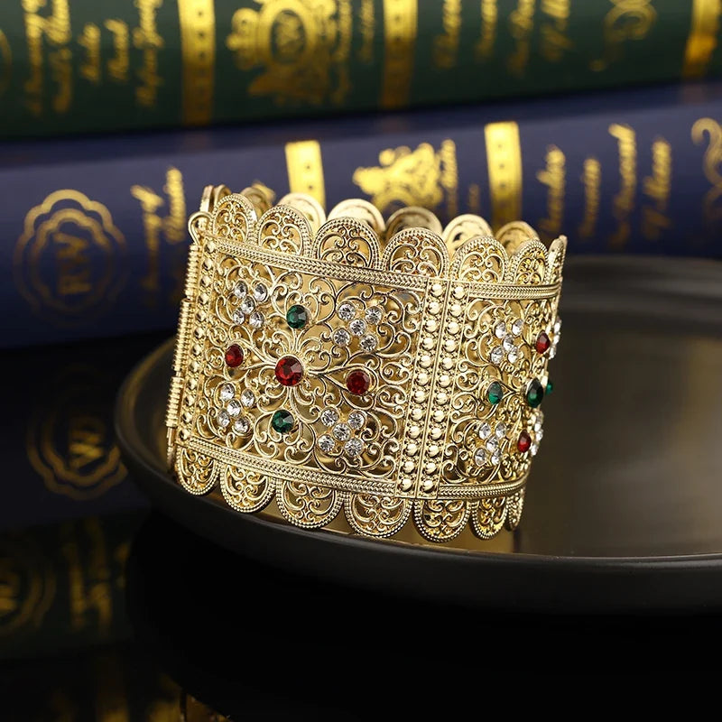 Bredt armbånd med arabiske muslimske bryllupsstrass i rød