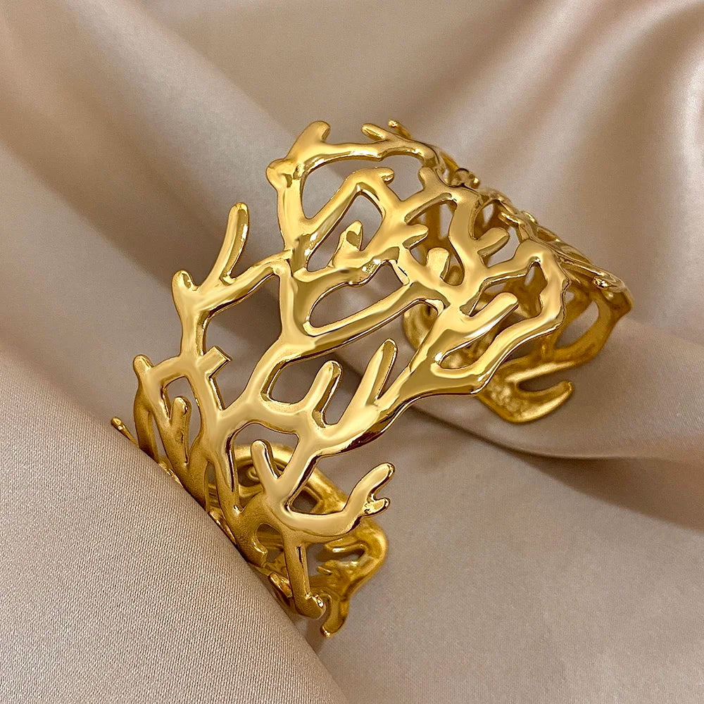 Bracciale cuff in corallo dorato da donna oro