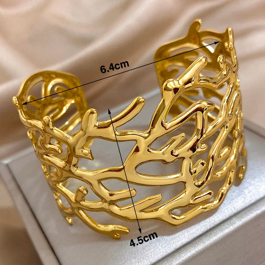 Bracciale cuff in corallo dorato da donna 
