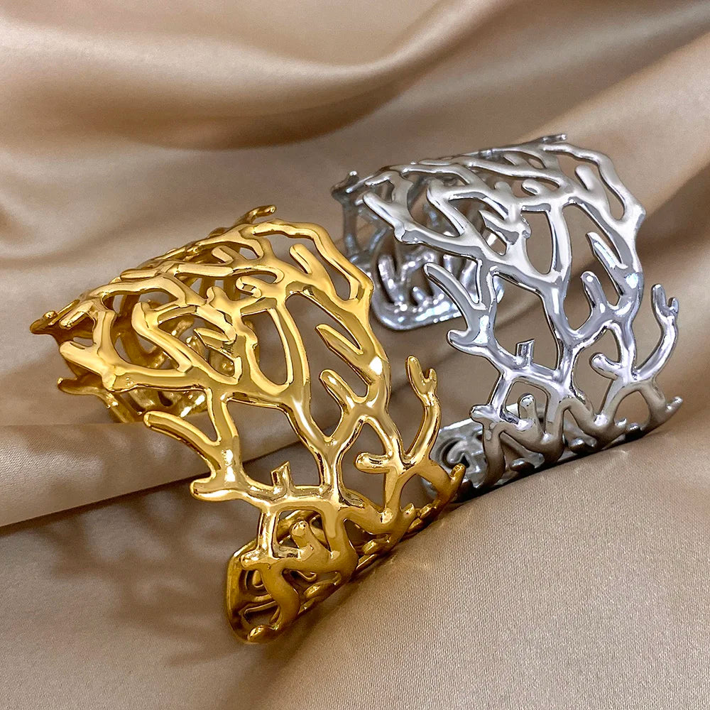 Bracciale cuff in corallo dorato da donna oro