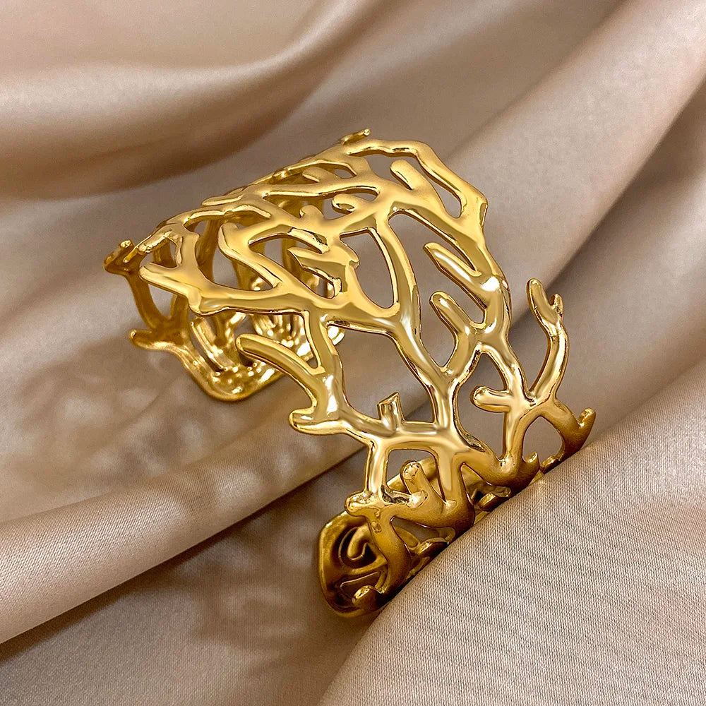 Bracciale cuff in corallo dorato da donna oro