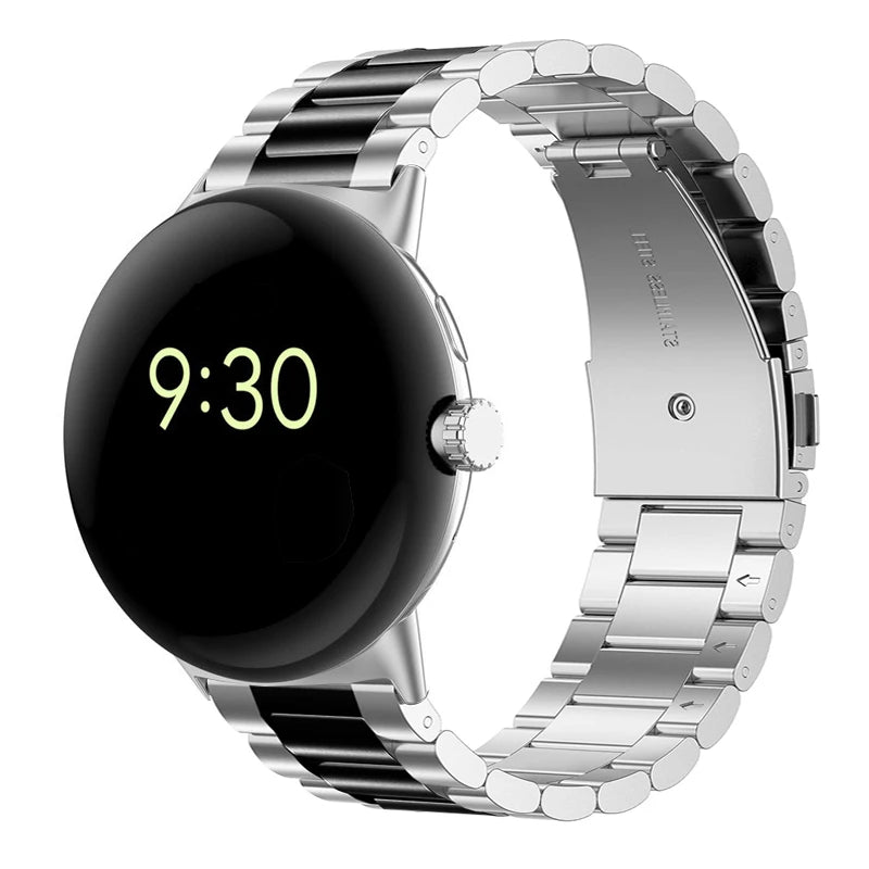 Tempered Steel Watch Strap Smartwatch Google Pixel Watch 1 & 2 silver black