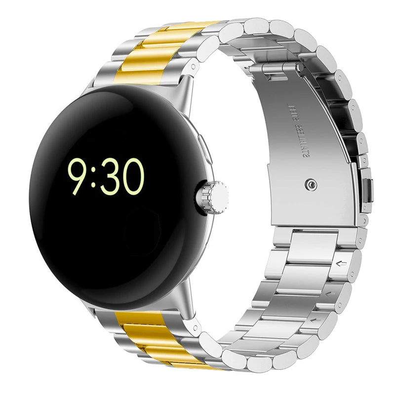 Tempered Steel Watch Strap Smartwatch Google Pixel Watch 1 & 2 silver gold