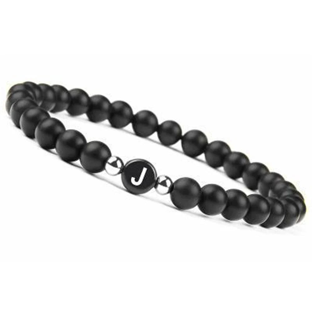 Bracelet noir initiale j