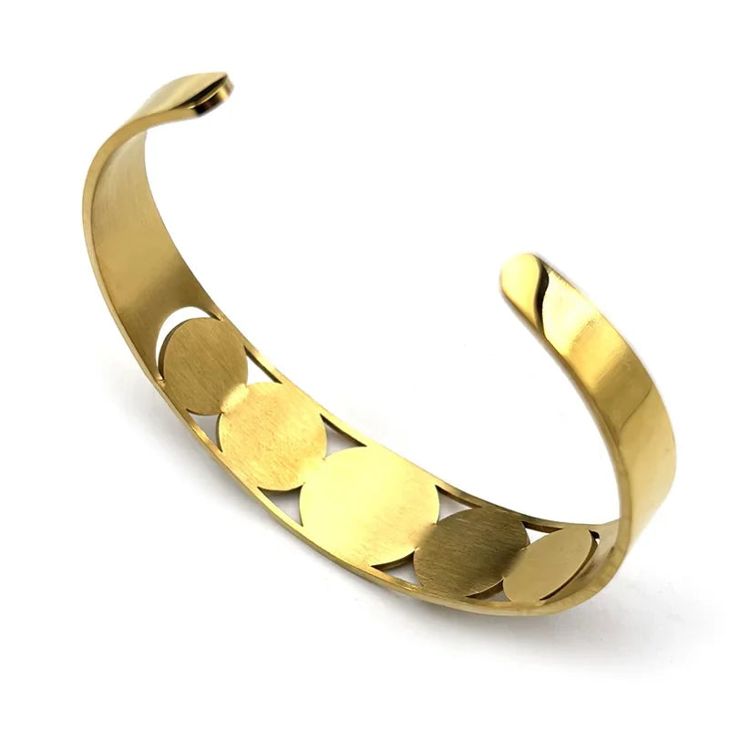 Open bracelet with gold Jewish Hebrew letters